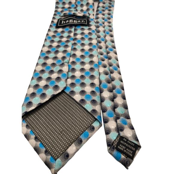 Mens Hagger Tie Polyester Sharp Multicolor Pink Blue Black Dots 59.5"L x 3.5"W - Picture 5 of 9